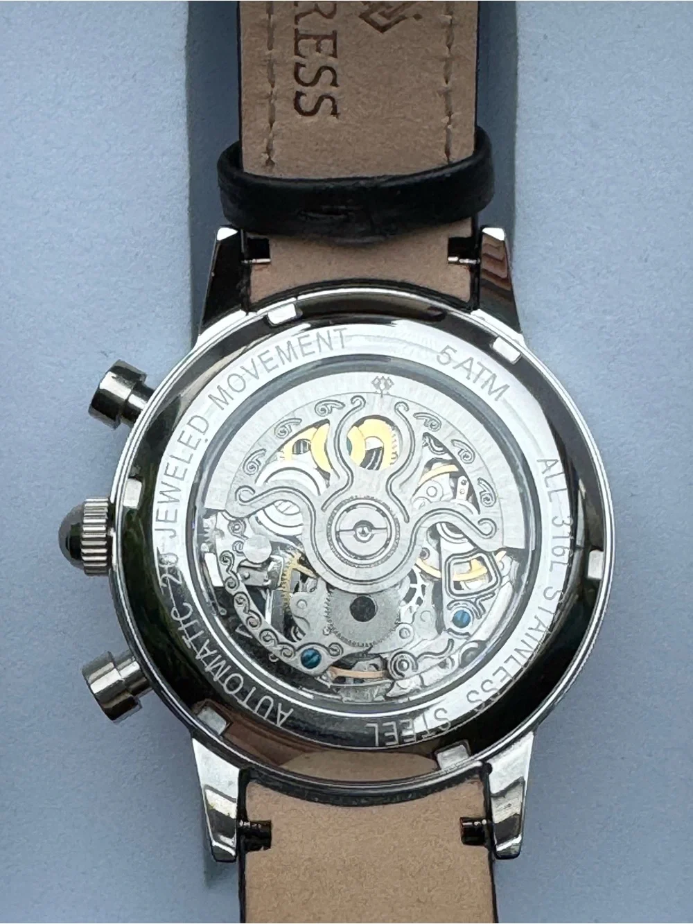 NEW! Empress Beatrice Automatic Skeleton Dial Leather-Band Watch with Day & Date
